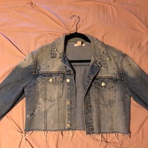 Forever 21 Cropped Distressed Jean Jacket
